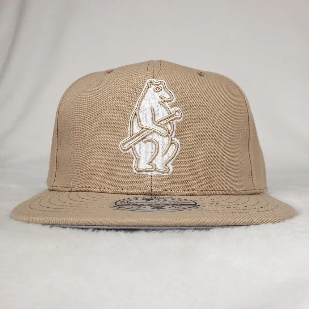Chicago‎ Cubs Mitchell & Ness MLB Fitted 7 3/4 Flatbill Cap Hat Khaki NWT